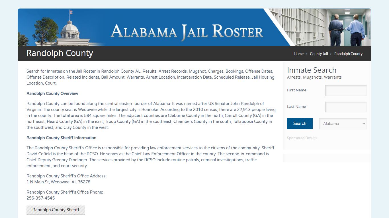 Randolph County | Alabama Jail Inmate Search